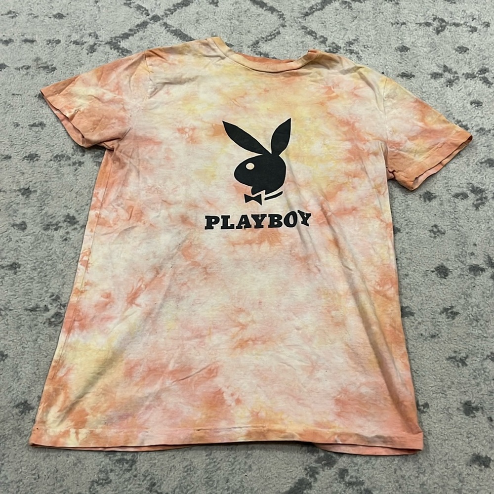 playboy by pacsun orange tie dye tee shirt